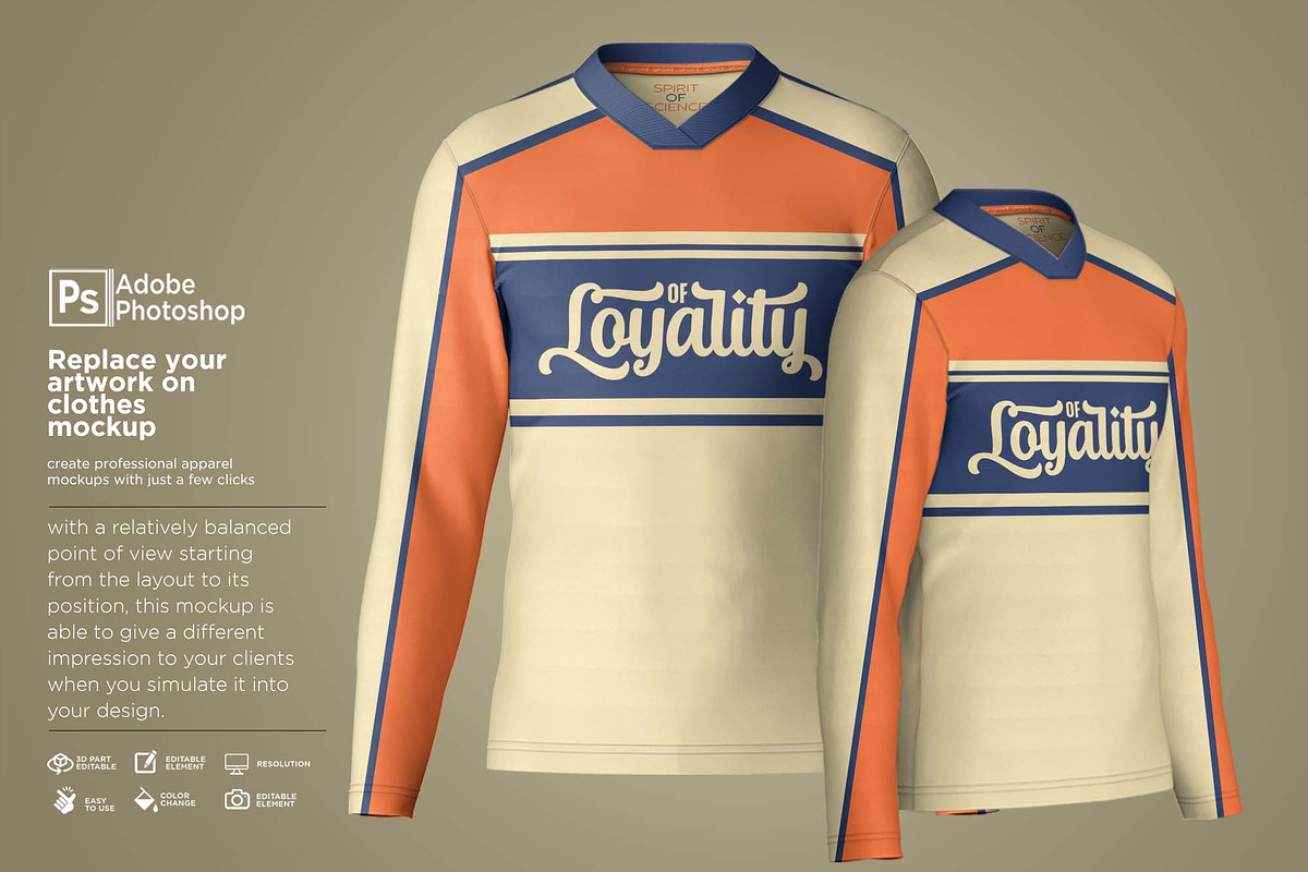 T-Shirt V-Neck Long Sleeve Mockup, a Shirt Mockup by Nanggroe Scripting (Photo 5 of 7)