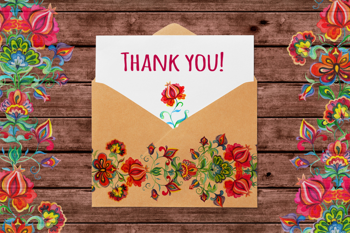 Folk flowers watercolor clipart, a Decorative Illustration by Where summer is (Photo 8 of 8)