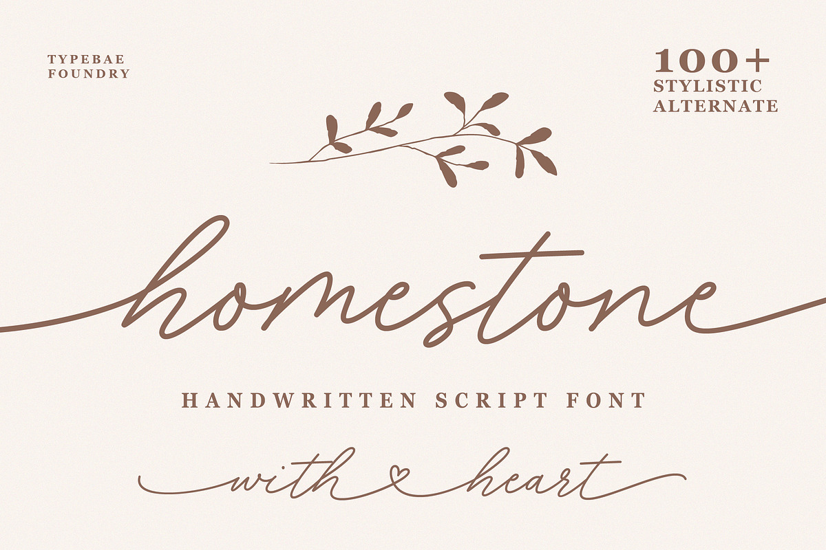 Homestone - Heart Swash Script Font, a Script Font by Typebae (Photo 1 of 12)