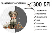 Whimsical Fall Autumn Girls Clipart, a Seasonal Illustration by Craft Nest (Thumbnail 2 of 6)
