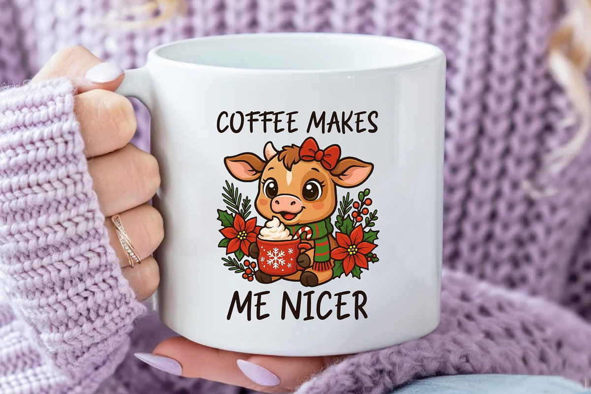 Christmas Cow Coffee Makes Me Nicer, an Illustration by Daily.Designs (Photo 3 of 5)