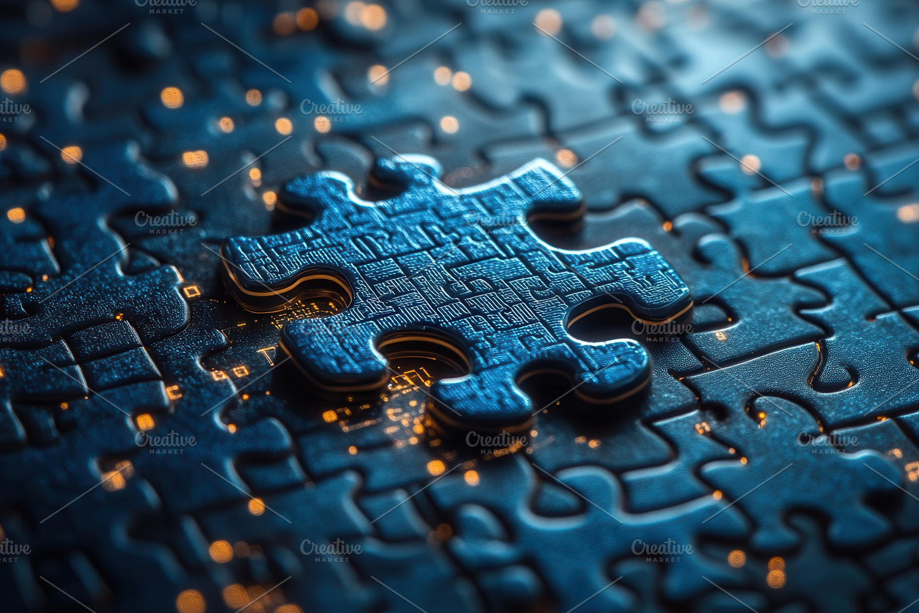 Puzzle piece placed on a dark backgr, a Photo by Tanuart