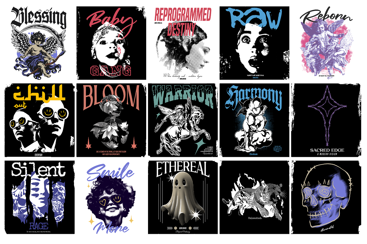 Streetwear T-Shirt Design Bundle v1, an Object Graphic by Pries Studio (Photo 1 of 6)