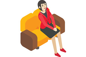Woman sitting on sofa couch icon, a Person Illustration by SiberianArt