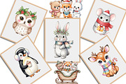 Kawaii Vintage Christmas Animals Png, an Illustration by Creative Art (Thumbnail 7 of 9)