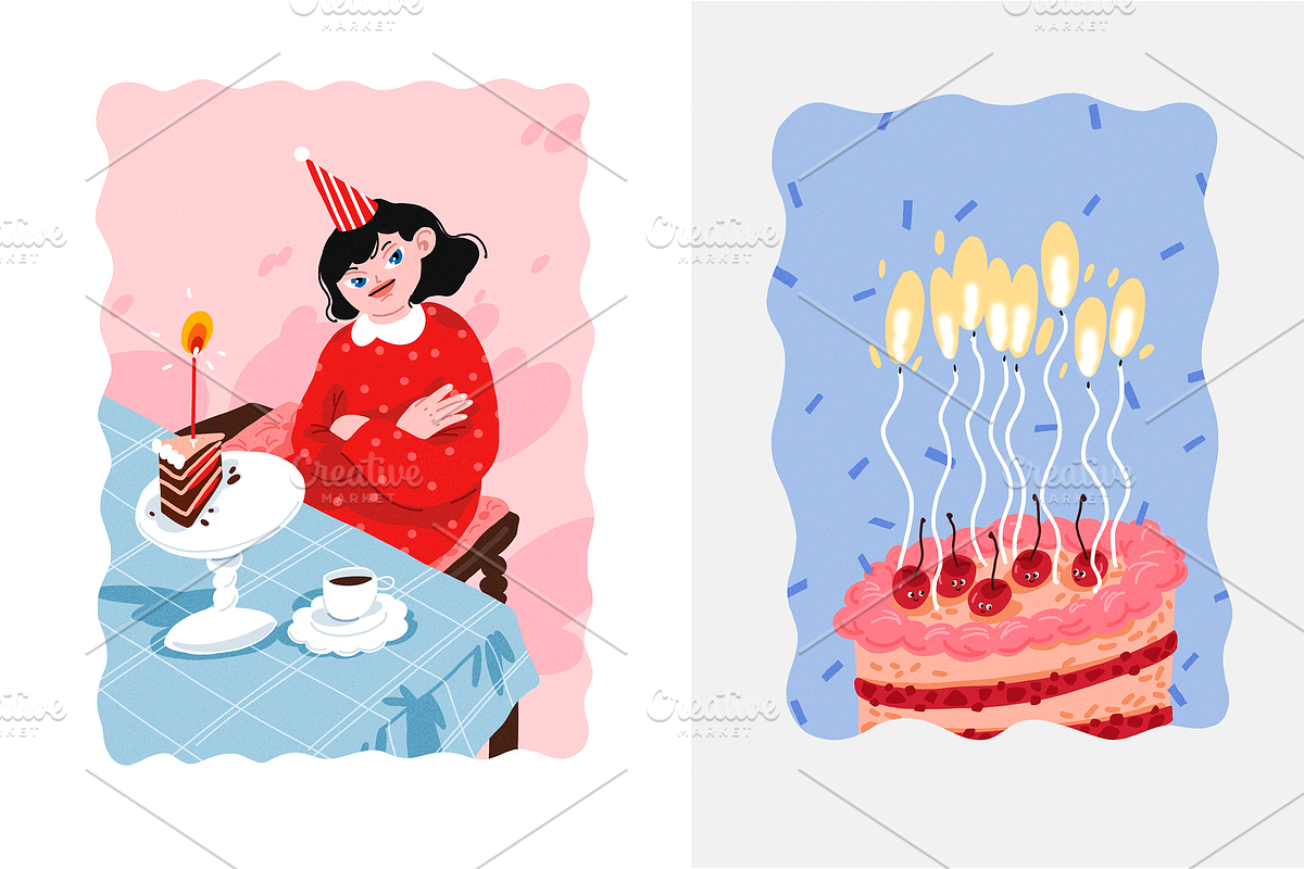 Aesthetic Birthday Cards ENG/GER, a Decorative Illustration by Schumacher Shop (Photo 6 of 18)