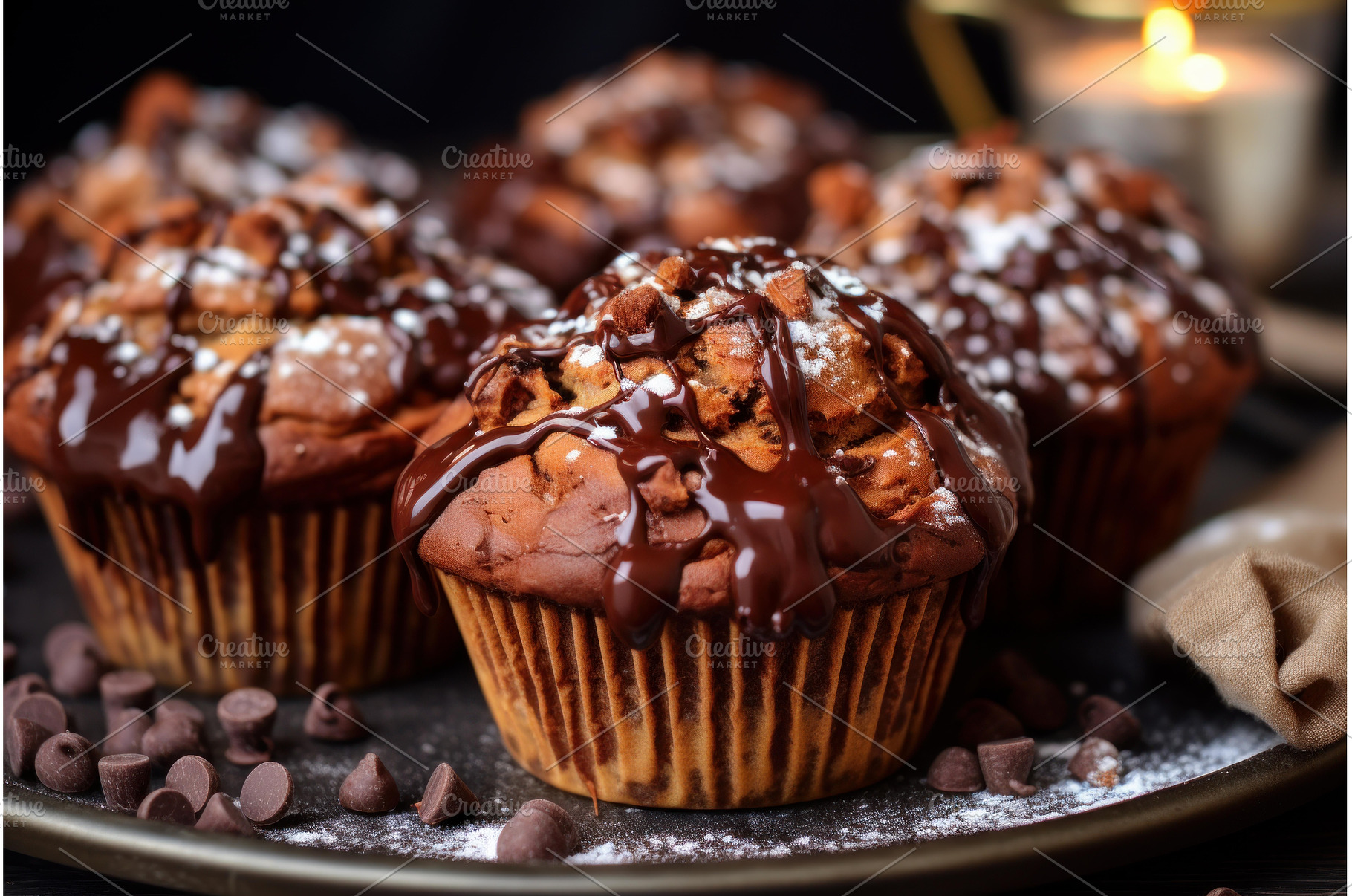 Moist Chocolate muffins dessert dark, a Food & Drink Photo by Ylivdesign
