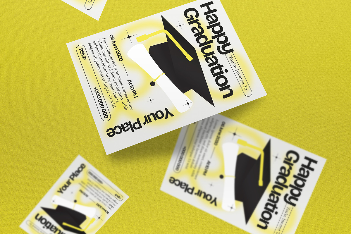 Green Grunge Graduation Invitation, an Invitation Template by graphicook (Photo 3 of 3)