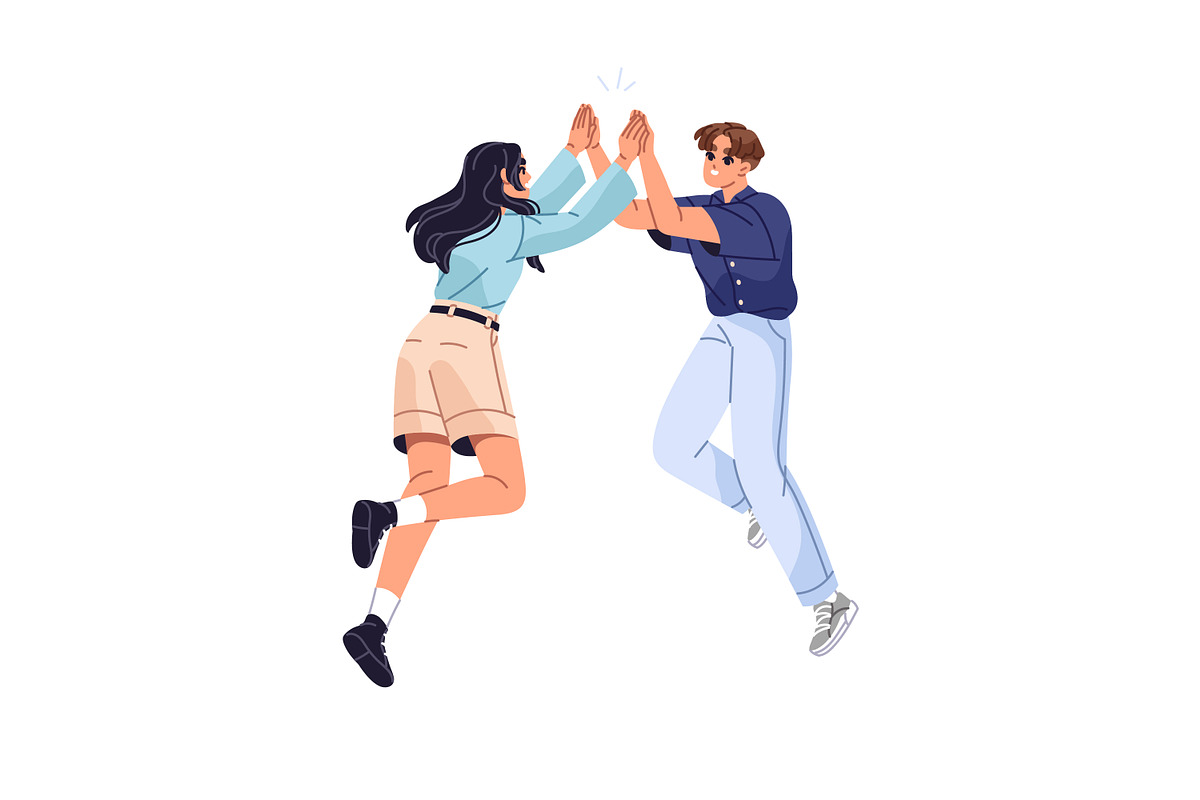 Happy people give high five set, a Person Illustration by PaperTrident (Photo 7 of 9)