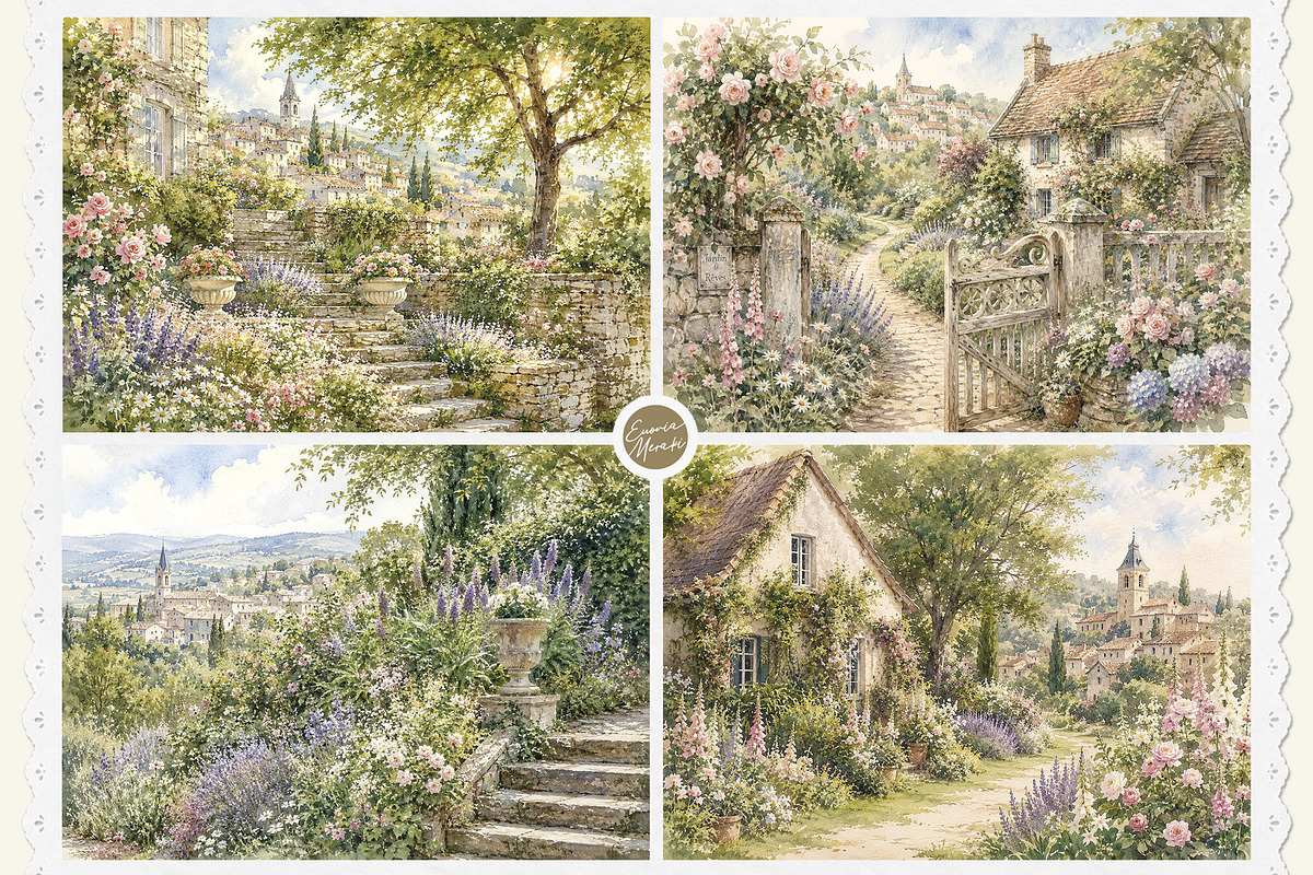 French Cottage Garden Watercolor Set, a Decorative Illustration by Euonia Meraki (Photo 4 of 18)