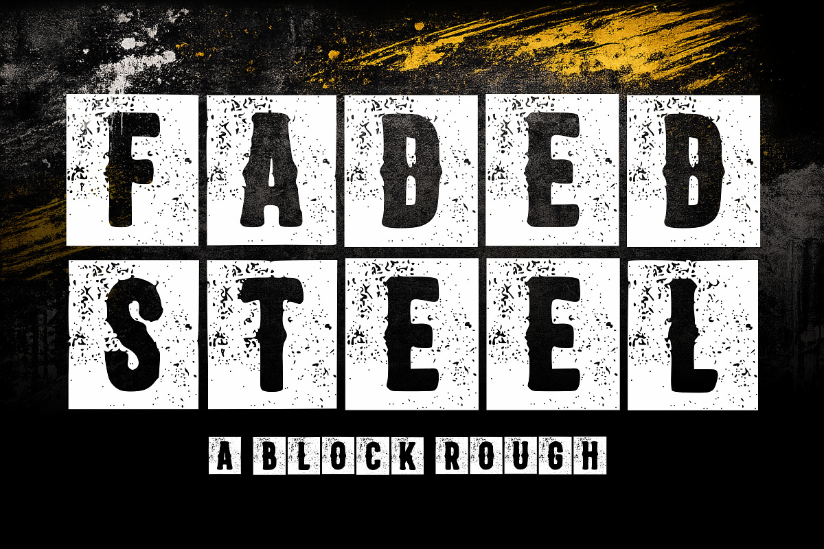 Faded Steel - Rough Block Font, a Slab Serif Font by Limited.studio (Photo 1 of 4)
