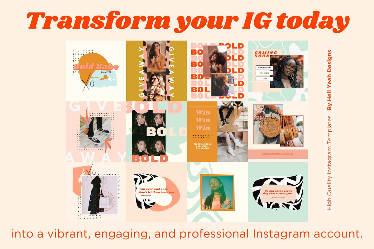 Bold Instagram Post Templates, a Social Media Template by Hell Yeah Designs