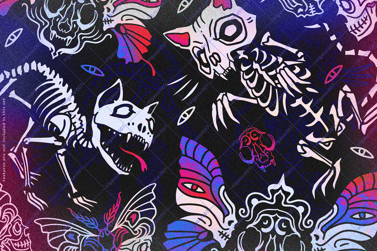 Halloween cats and moths, an Illustration by OlgaSoi007 (Photo 5 of 6)