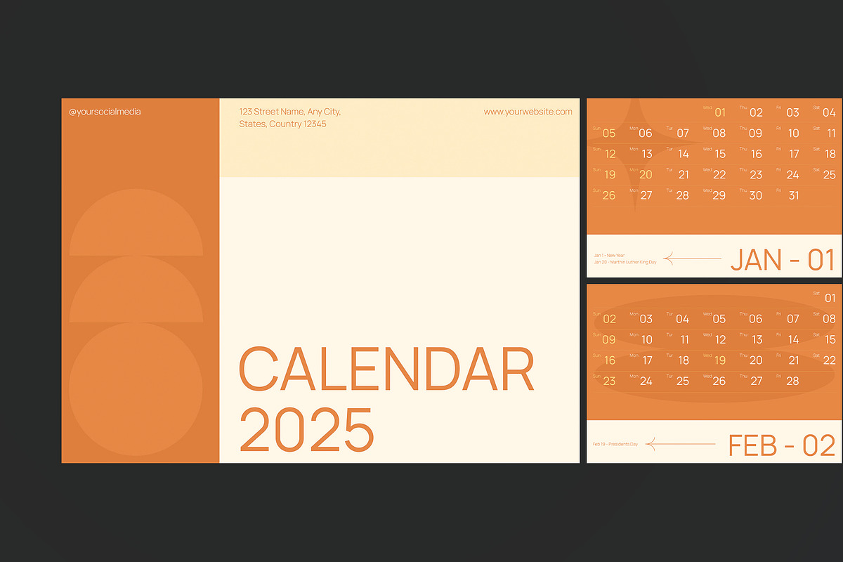Modern Calendar 2025, a Stationery Template by Neermana (Photo 2 of 4)