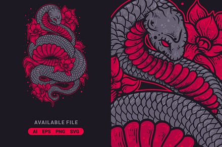 Scary Snake Vector Illustration, an Animal Illustration by ImoogiStudio