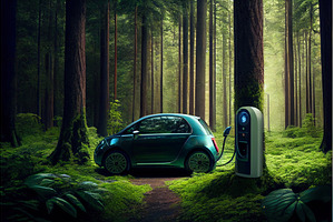 Electric car, green energy concept, a Transportation Photo by Neirfy