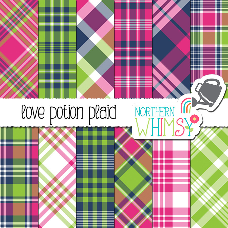 Pink Navy & Lime Plaid Patterns, a Pattern Graphic by Northern Whimsy ...