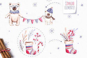 Watercolor Winter Teddy Collection