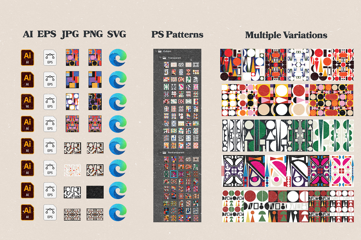 Authentic Cubism Patterns, a Pattern Graphic by bbymedia.store