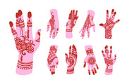 Henna tattoos, mehendi on hands set, a Person Illustration by PaperTrident (Thumbnail 1 of 5)