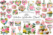 Valentine Watercolor Clipart Set, an Illustration by DreamCafeArt (Thumbnail 1 of 6)