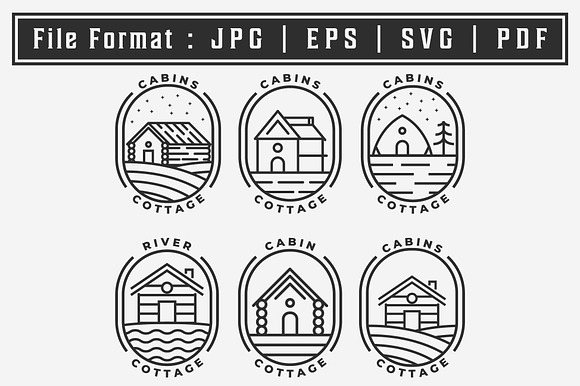 Set Bundle Cabin Cottage Logo Icon preview 2