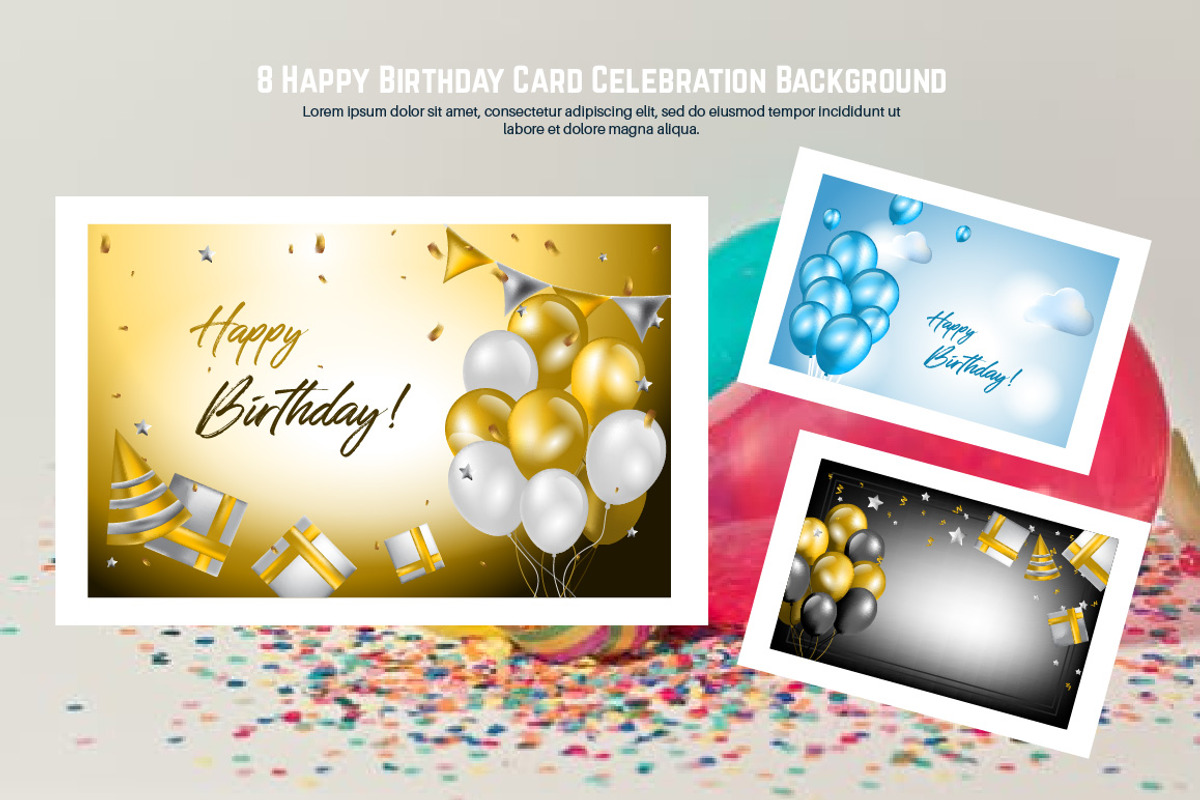 8 Happy Birthday Card Celebration, an Invitation Template by jongcreative (Photo 3 of 3)