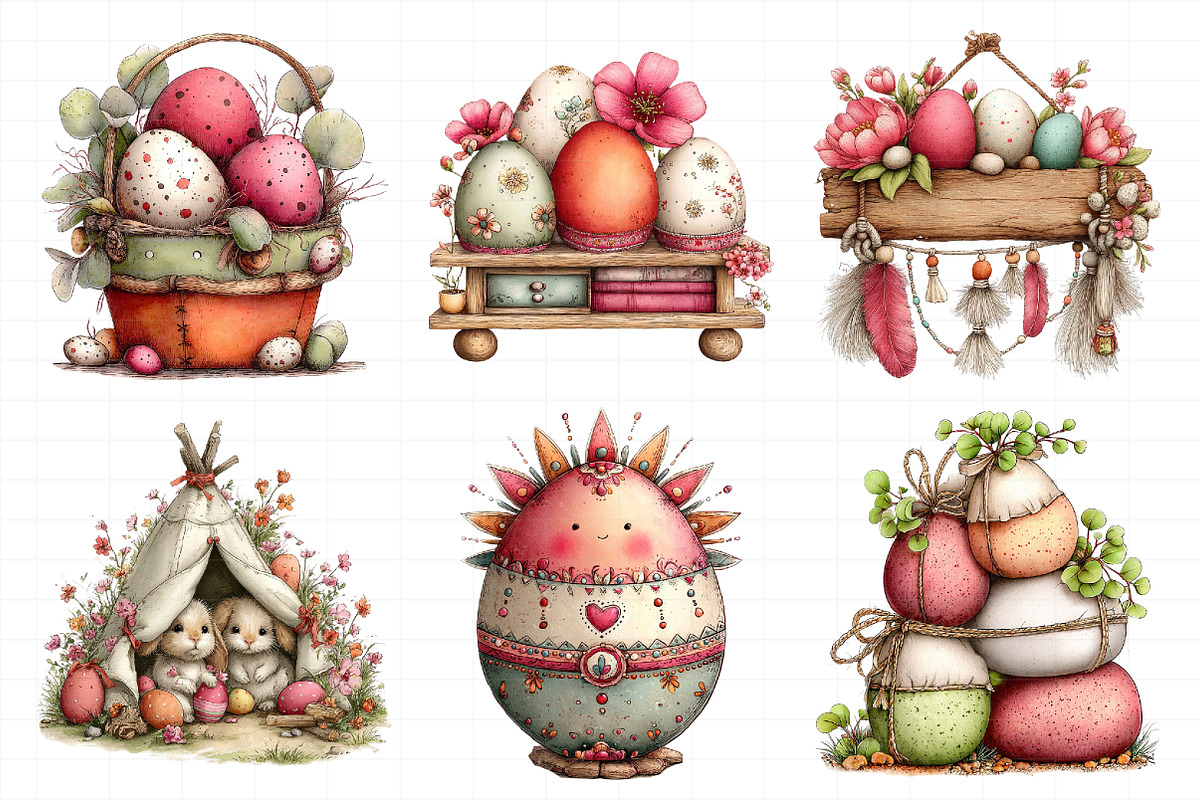 Boho Easter Elements Bundle, an Illustration by Daily.Designs (Photo 4 of 8)