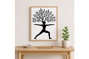 Yoga Tree Silhouette Warrior Pose, a Background Graphic by LaseredNinja (Thumbnail 3 of 7)