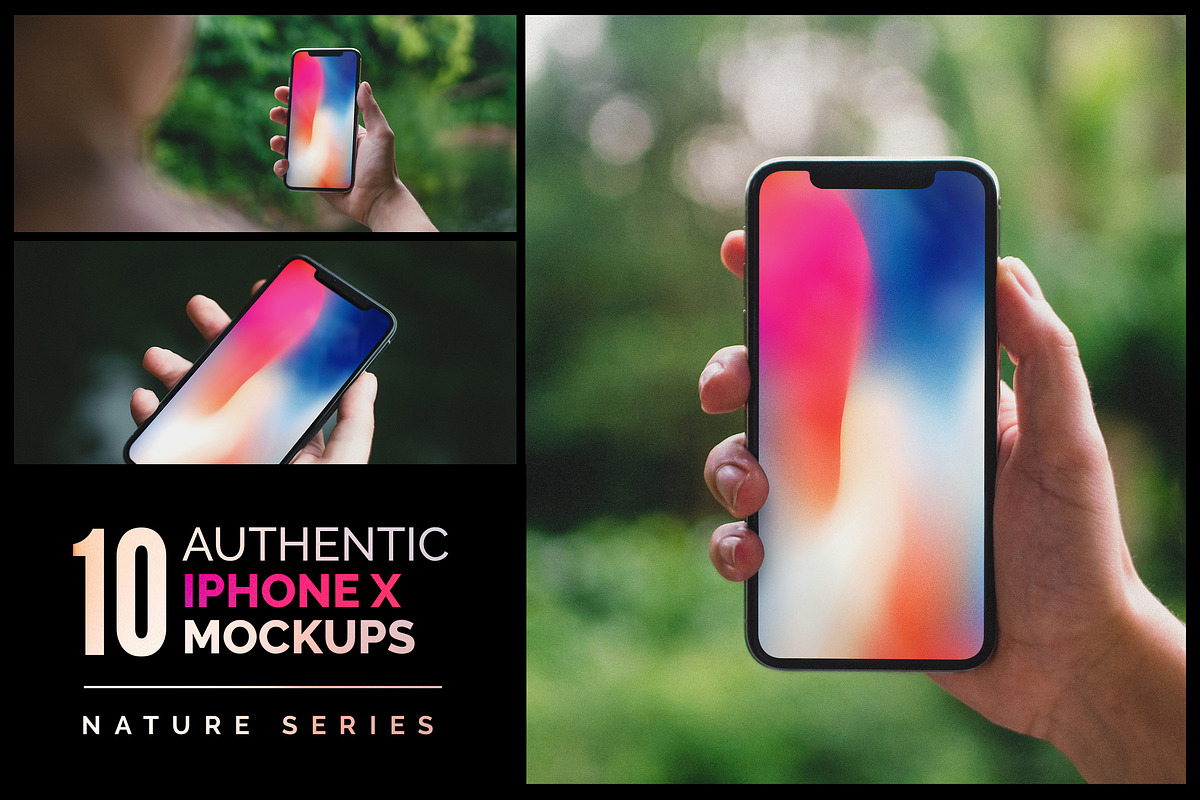 10 Authentic iPhone X Mockups, an iPhone Mockup by TomAnders (Photo 1 of 7)