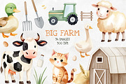 Watercolor Farm Clipart. 34 Elements, an Animal Illustration by Hanna's ArtLab (Thumbnail 1 of 6)