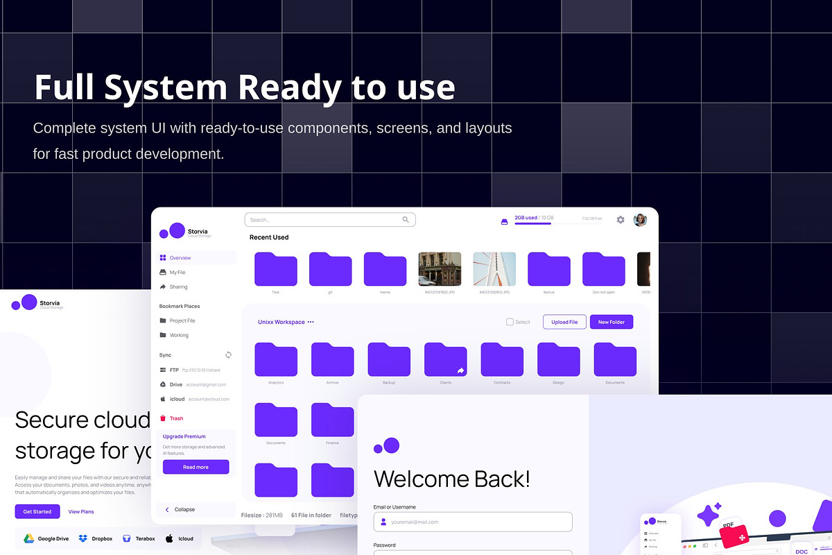 Storvia - AI Based Cloud Storage, an UI Kit Template by nixxdesign (Photo 4 of 5)