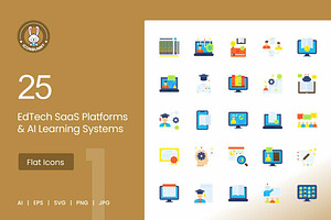 25 EdTech & AI Learning Icons, a Solid Icon by IconBunny
