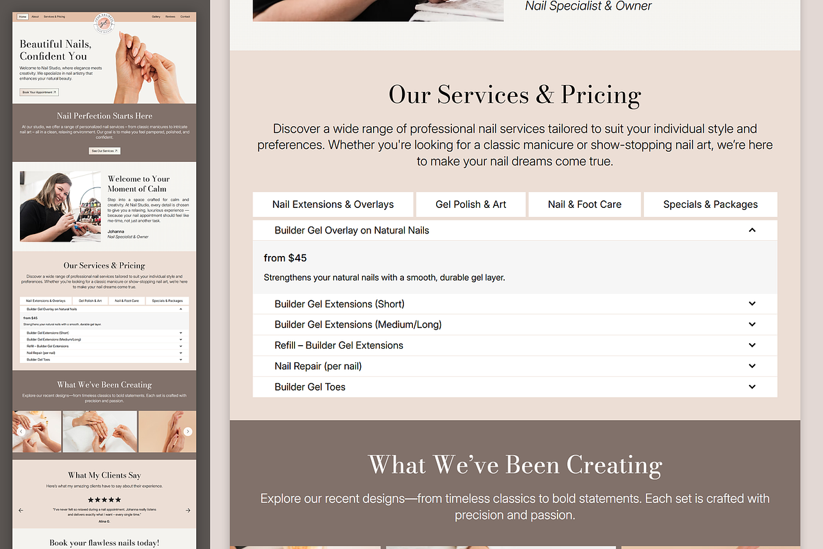 Nail Salon Wix Studio Website preview 6