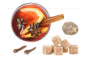 Watercolor mulled wine clipart set, a Food Illustration by ArtfulStudio (Thumbnail 3 of 9)