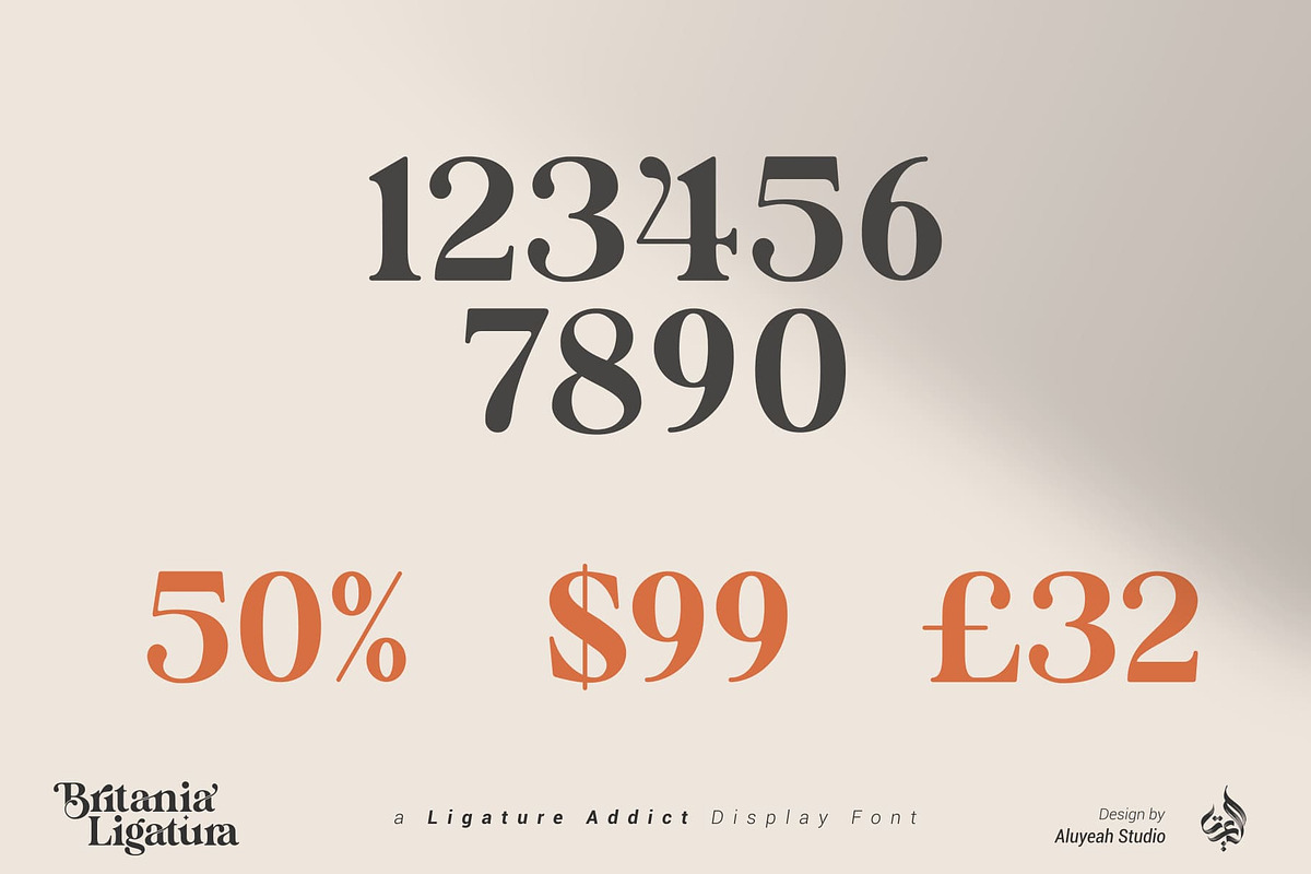 Britania Ligatura, a Font by Aluyeah Studio (Photo 10 of 16)