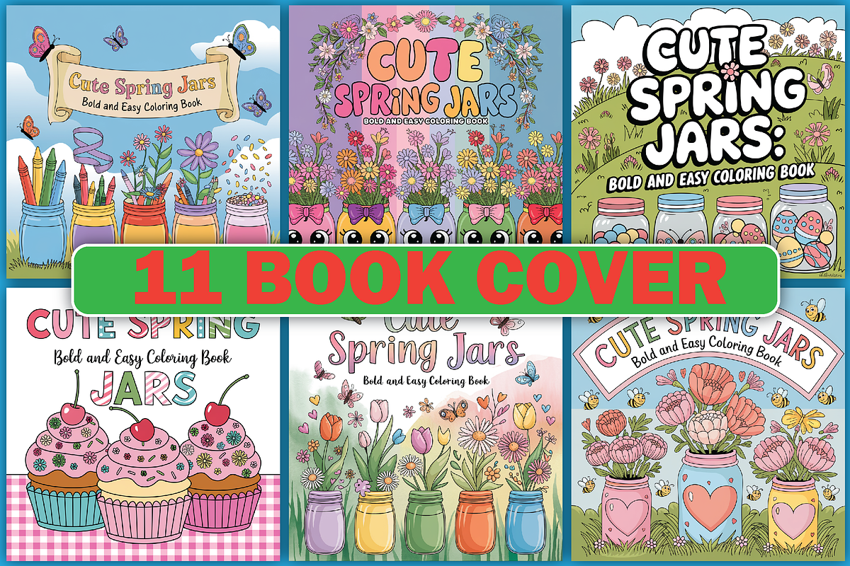 Cute Spring Jars Coloring Pages, an Illustration by LightExpress (Photo 3 of 5)