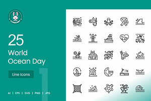 25 World Ocean Day Icons, an Icon by IconBunny