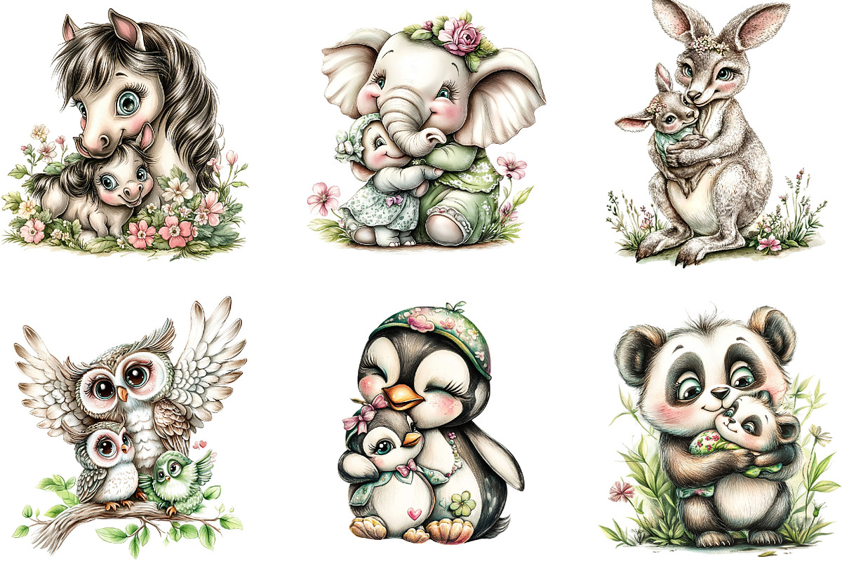 Mother's Day Animals Clipart, an Illustration by Designking (Photo 4 of 5)