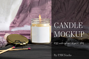 Halloween Candle Mockup Label fall, an Advertising Mockup by PawMockups (Thumbnail 1 of 10)