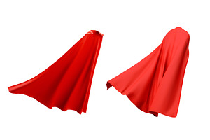 Red super hero cape mockup set, a Person Illustration by art PVP - market