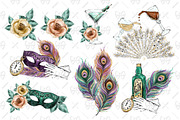 Art Deco Watercolor Clipart, a Decorative Illustration by Phantasia Design (Thumbnail 2 of 6)