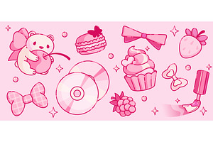 Coquette Y2K aesthetic sticker pack, an Illustration by art PVP - market