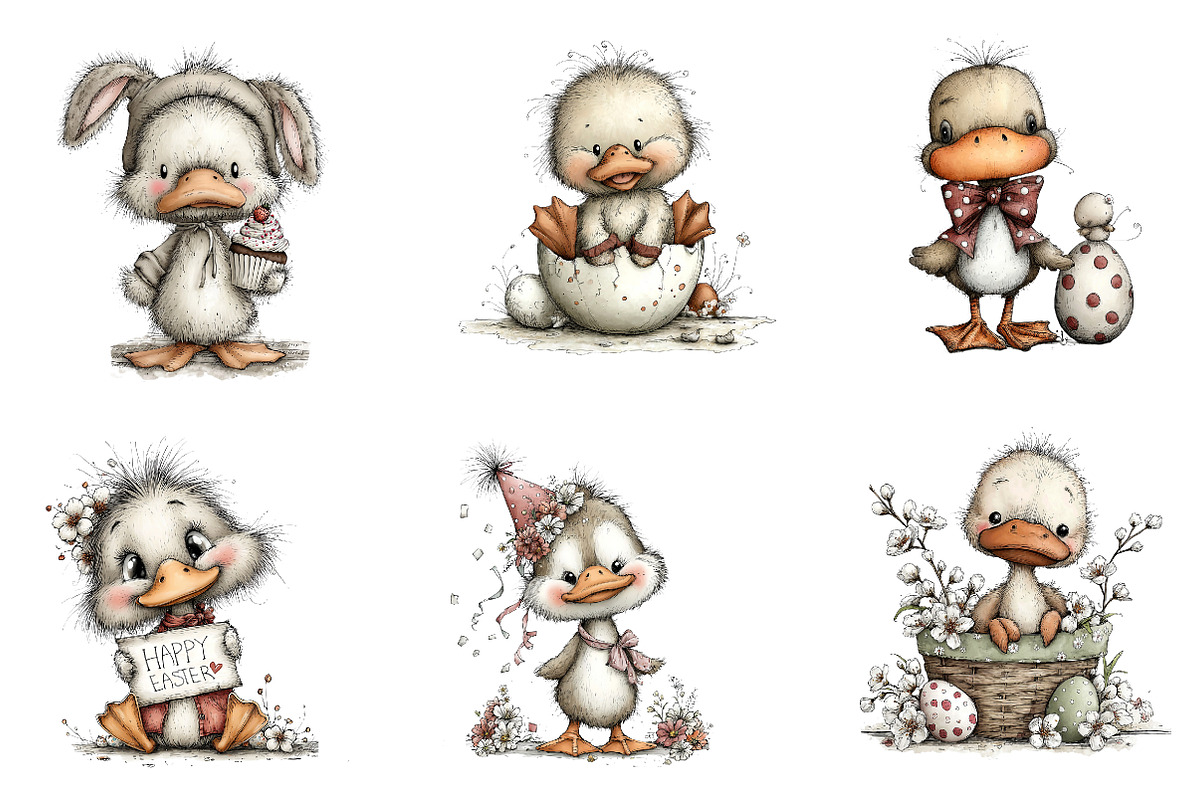 Whimsical easter duck clipart, an Illustration by CreationArt (Photo 2 of 5)