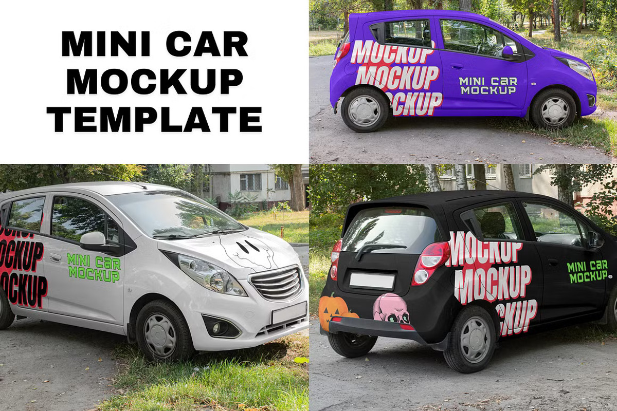 Mini Car Mockup 3 Set Template, a Product Mockup by GearShift (Photo 1 of 4)