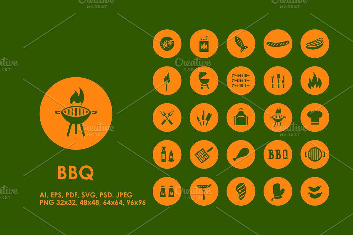 BBQ simple icons, an Outline Icon by Palau