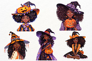 Witch Clipart Watercolor PNG Bundle, a Seasonal Illustration by Maysa Art (Thumbnail 2 of 5)
