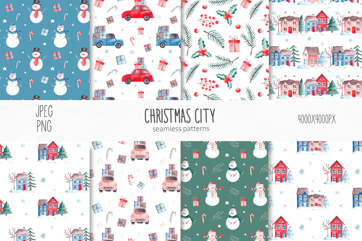 Watercolor Christmas City Clipart, a Texture Illustration by YuliyaArtGarden (Photo 9 of 12)