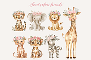 Pink Safari Watercolor Clipart, an Animal Illustration by ClipArtCharm (Thumbnail 2 of 6)