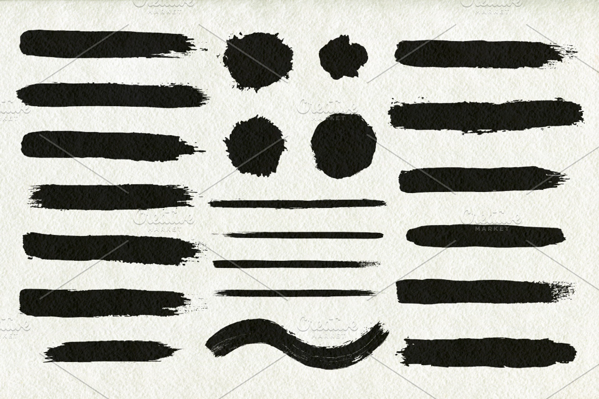 Vector set of 18 brush strokes preview 2